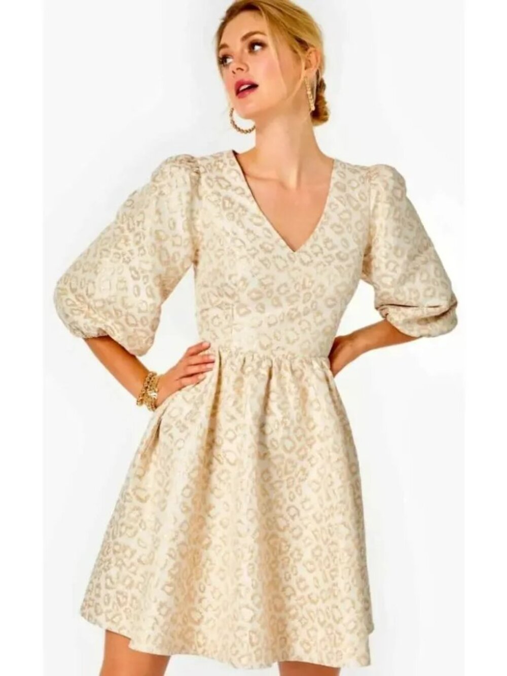 NEW! 288.00 LILLY PULITZER CALYSSA GOLD JACQUARD DRESS